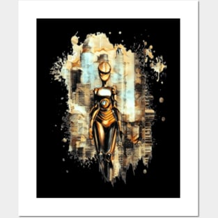 sci-fi robot girl art design Posters and Art